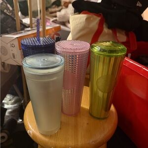 Starbucks Tumbler Trio in Blue, Pink, and Green